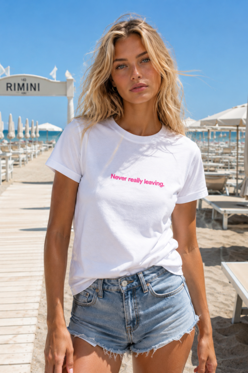 Maglia cotone bianco ragazza never really leaving t-shirt basic classic