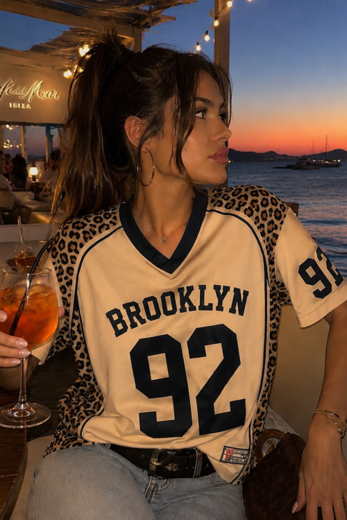 maglia football sport street wear ragazza Brooklyn 92 leopardato